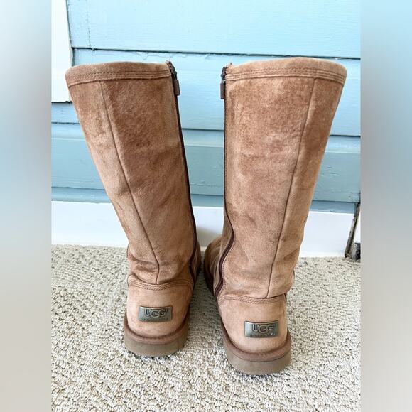 Ugg Australia Alber boots tall full zip brown suede sheepskin winter fall boot 9 - Picture 6 of 15